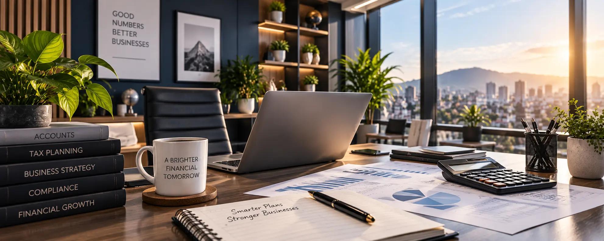 Professional accounting office workspace